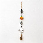 CouldNook Halloween Wooden Beaded Hanging Ornament‑Gnome Pumpkin Bat Wall Decor