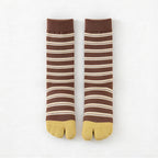 CouldNook Patterned Split-Toe Socks - Rabbit Motifs And Contrast Toe Sections