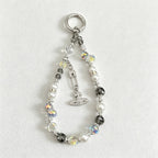 CloudNook Saturn Charm Phone Strap‑Crystal Pearl Wrist Lanyard