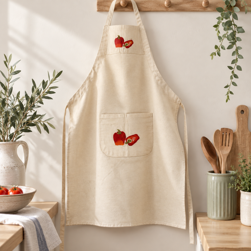 CouldNook Patterned Cooking Apron - Visible Embroidered Detail Kitchen Wear