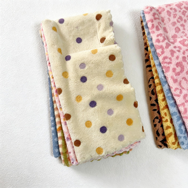CouldNook Printed Coral Fleece Towel - Polka and Animal Patterns