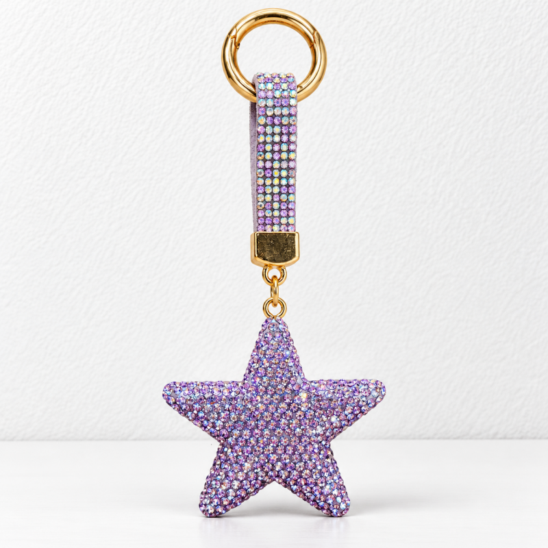 CouldNook Star Keychain - Raised Rhinestone Shape and Matching Decorative Strap