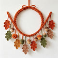 CouldNook Knitted Pumpkin Garland Ornament - Textured Autumn Hanging Display