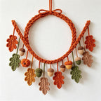 CouldNook Knitted Pumpkin Garland Ornament - Textured Autumn Hanging Display