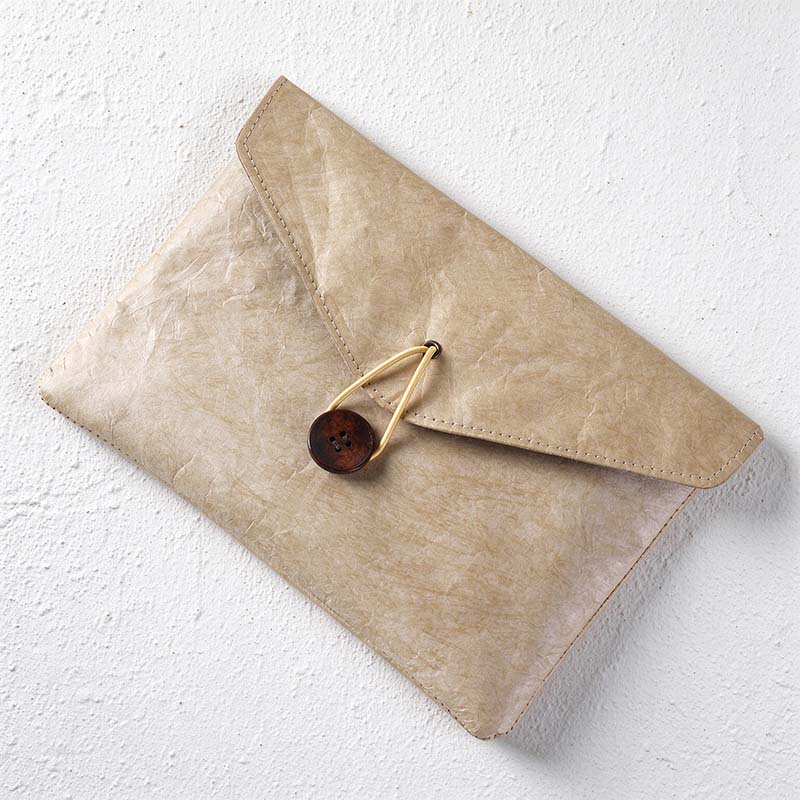 CouldNook Envelope Document Pouch - Crinkled Surface And Button Loop Closure