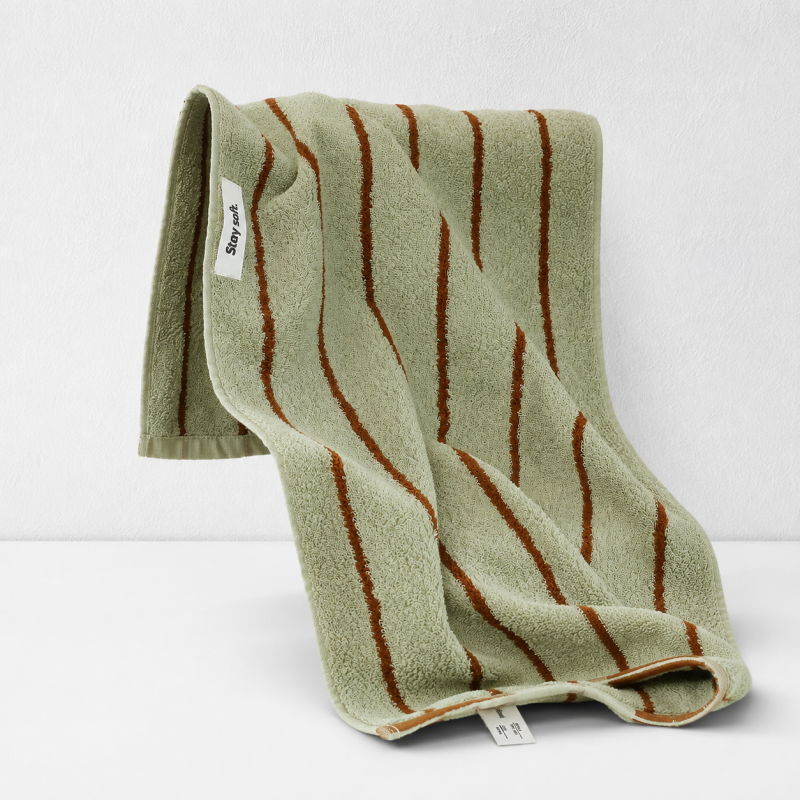 CouldNook Muted Stripe Cotton Towel - Contrasting Face and Bath Sizes