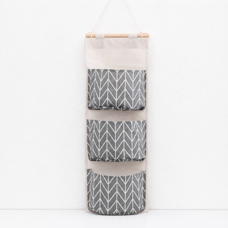 CouldNook Three-Pocket Hanging Organizer - Printed Fabric Wall Pockets
