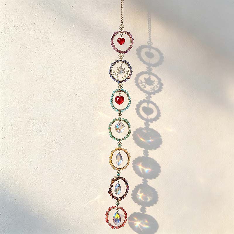 CouldNook Seven Ring Suncatcher - Colorful Stone Chip Outlined Circles
