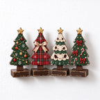 Four-Piece Wooden Christmas Tree Tabletop Decoration Set