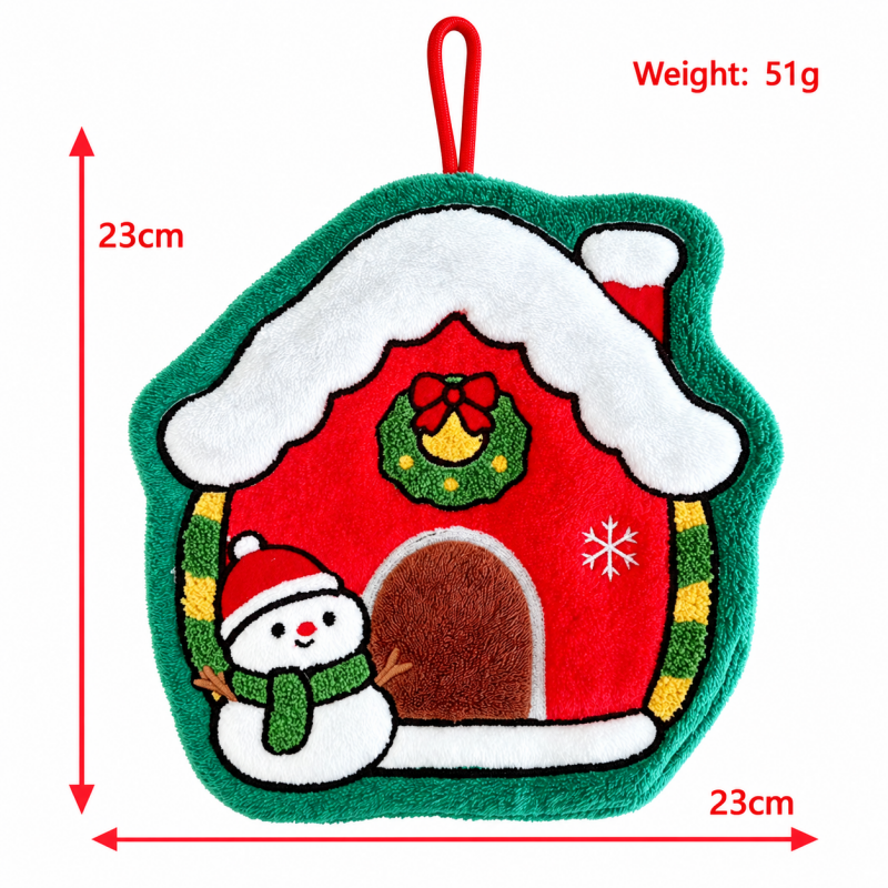 Printed Christmas Hand Towels with Shaped Holiday Scenes