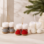 CouldNook Christmas Boot Pair Ornament - Fluffy Cuffs and Little Bows