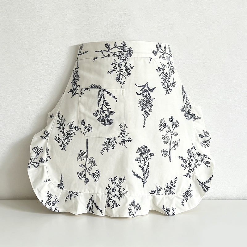 CouldNook Aesthetic Plaid Cotton Apron - Artistic Half-Length Home Apron