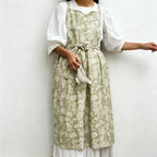 CouldNook Floral Cotton Apron - Tie Waist and Side Pockets
