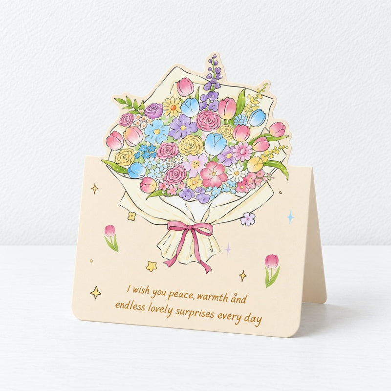 CouldNook Flower Bouquet Greeting Card - Colorful Shaped Blooms