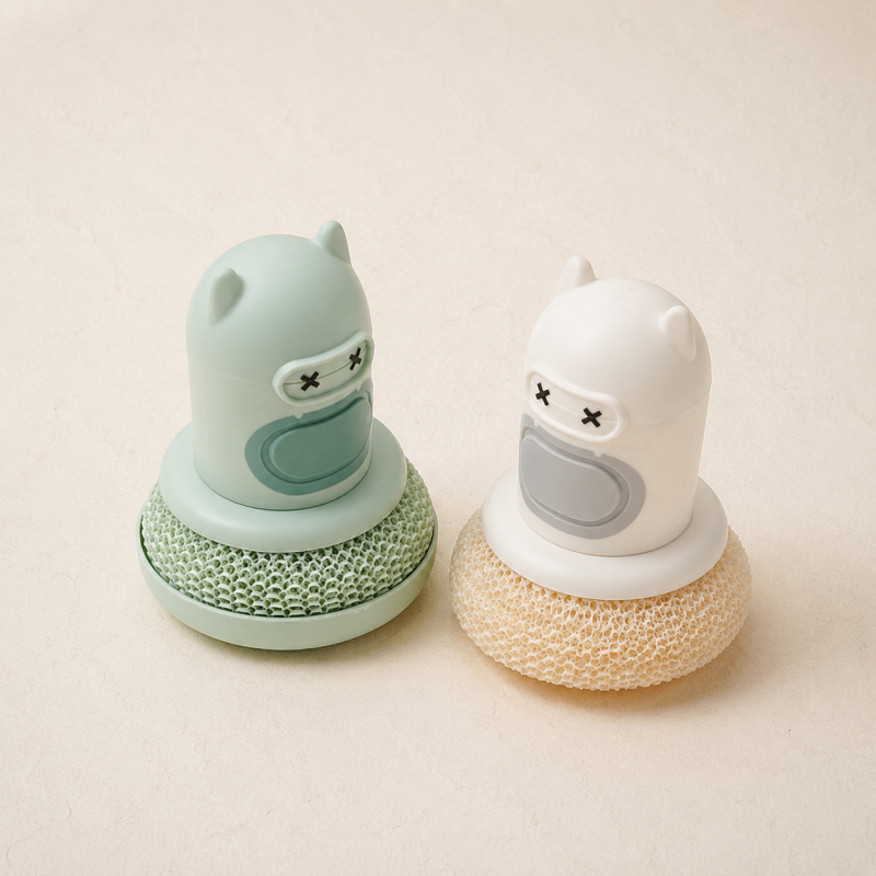 CouldNook Soap Dispensing Dish Brush - Cat Handle and Round Head