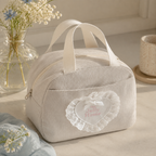 CouldNook Corduroy Lunch Bag - Lace Heart and Top Handle