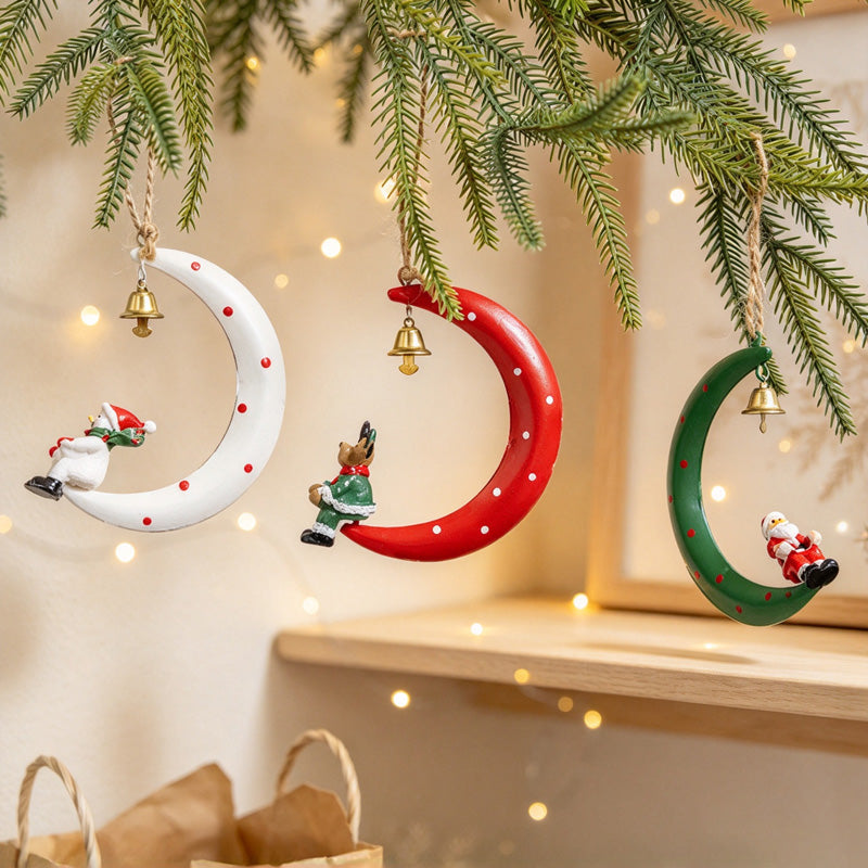 CouldNook Christmas Crescent Ornament - Character Figures and Suspended Bells