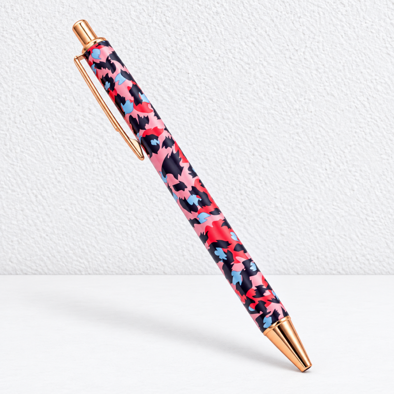 CouldNook Leopard Print Ballpoint Pen - Metal Barrel and Rose-Toned Trim