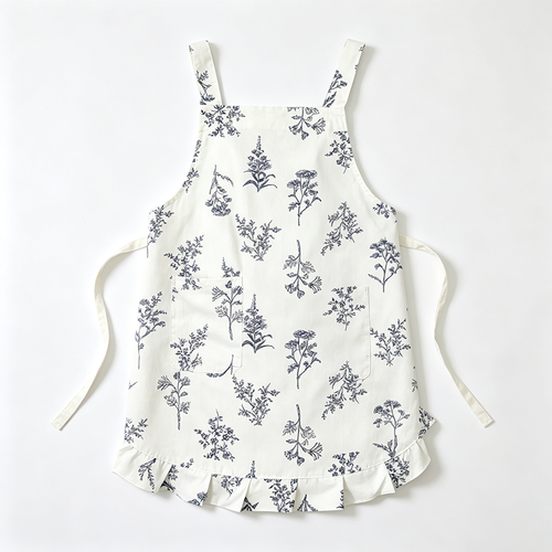 CouldNook Botanical Smock Apron - Relaxed Crossback Home Coverage