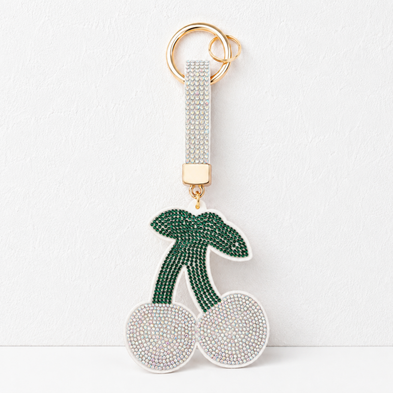 CouldNook Rhinestone Cherry Keychain - Fruit Bag Charm