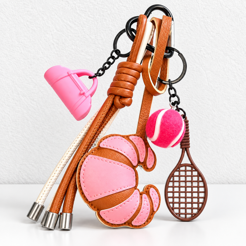 CouldNook Tennis Bag Charm - Croissant Detail and Knotted Hanging Strands