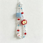 CouldNook Gingham Apple Beaded Phone Charm - Loop Cord Attachment