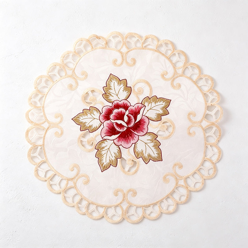 CouldNook Floral Embroidered Placemat - Scalloped Lace Border Collection