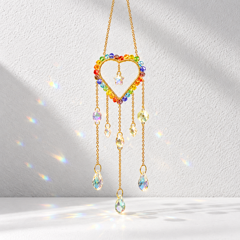 CouldNook Rainbow Beaded Suncatcher - Shaped Frame and Hanging Glass Drops