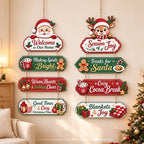 Wooden Christmas Hanging Sign with Connected Message Panels