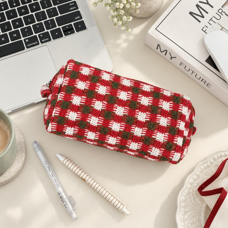 CouldNook Plaid Cosmetic Pouch - Boxy Profile and Side Tabs