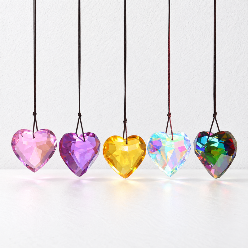 CouldNook Heart Prism Suncatcher - Faceted Crystal Pendant And Hanging Hole
