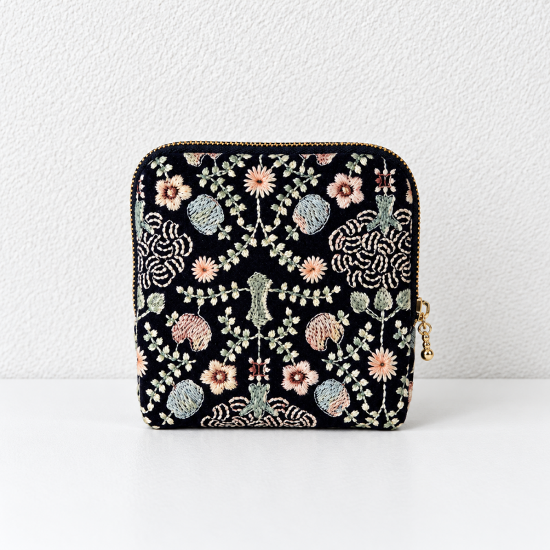 CouldNook Floral Jewelry Pouch - Zippered Border And Layered Interior Storage
