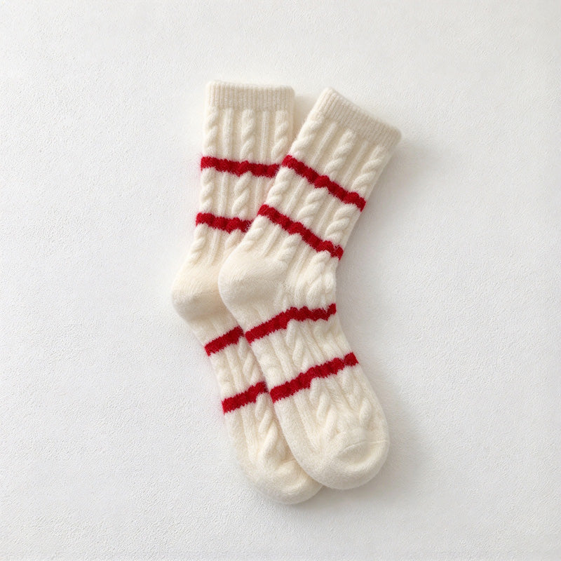 CouldNook Textured Winter Socks - Stripe Patterns And Cable Knit Options