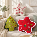 CouldNook Christmas Shaped Cushion - Plush Star Tree and Snowflake