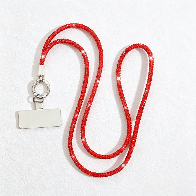 CouldNook Rhinestones Set Neck Phone Lanyard with Slender Stone-Set Line