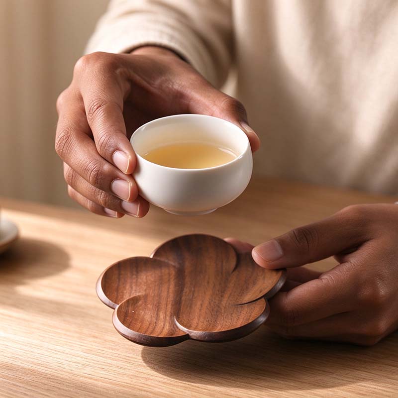 CouldNook Walnut Flower Coaster - Overlapping Petals