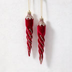CouldNook Flocked Christmas Ornament Set - Glitter Details and Hanging Loops