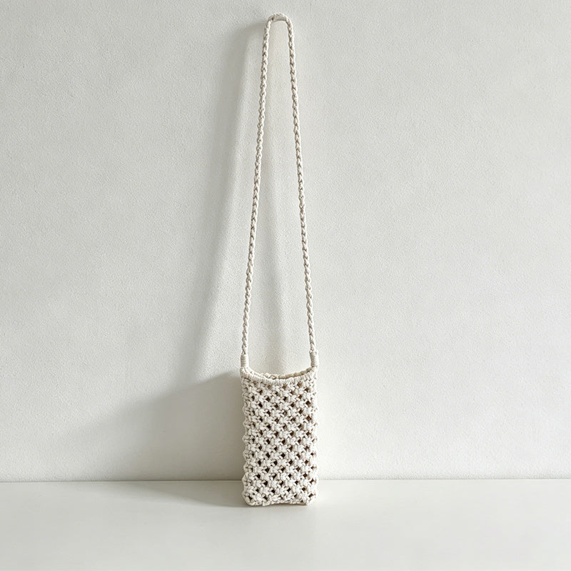 CouldNook Woven Crossbody Mobile Phone Bag - Artistic Hollow-Out Shoulder Bag