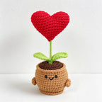 CouldNook Yarn Flower Planter Ornament - Heart and Bloom Stems