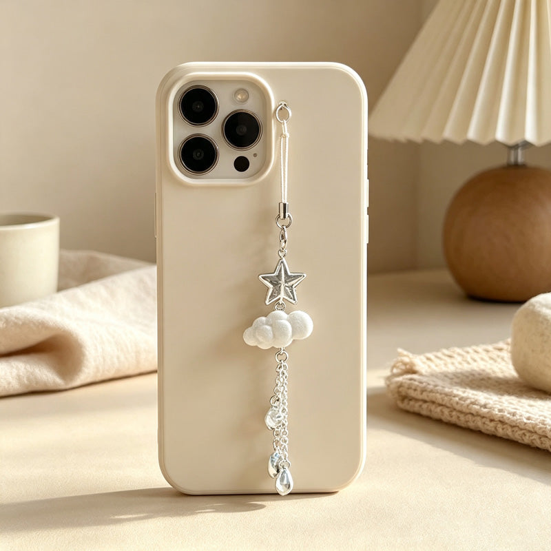 CouldNook Cloud Star Rain Beaded Phone Charm - Loop Cord Attachment