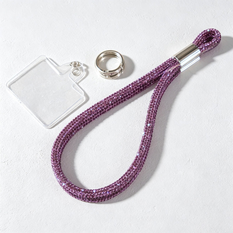 CouldNook Rhinestones Set Wrist Phone Strap with Closely Set Reflective Stones