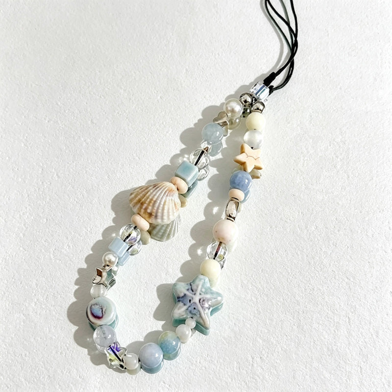 CloudNook Beaded Phone Wrist Strap-Ocean Shell Star Charms