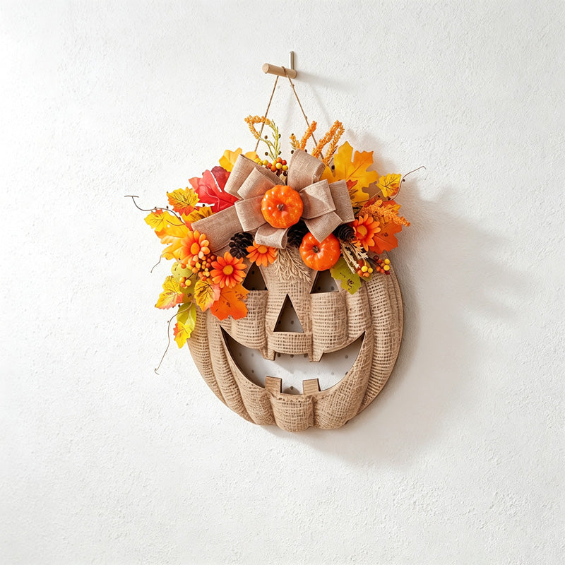 CloudNook Fall Wooden Pumpkin Door Hanger‑Harvest Wall Decor