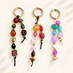 CouldNook Beaded Keychain - Uneven Twin Strands and Mixed Resin Shapes