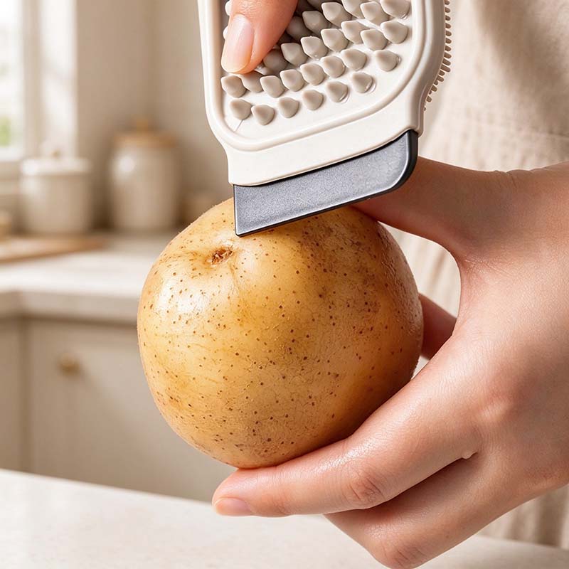 CouldNook Vegetable Brush - Two Textures and Built-In Scraping Edge