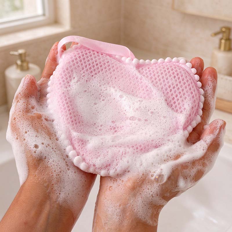 CouldNook Soap Pouch - Cloud and Heart Shapes in Open Mesh