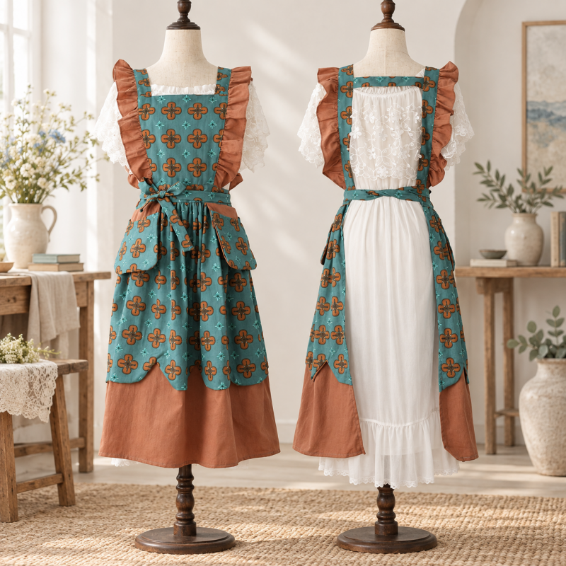 CouldNook Floral Kitchen Apron - Ruffled Edge Detail Kitchen Wear