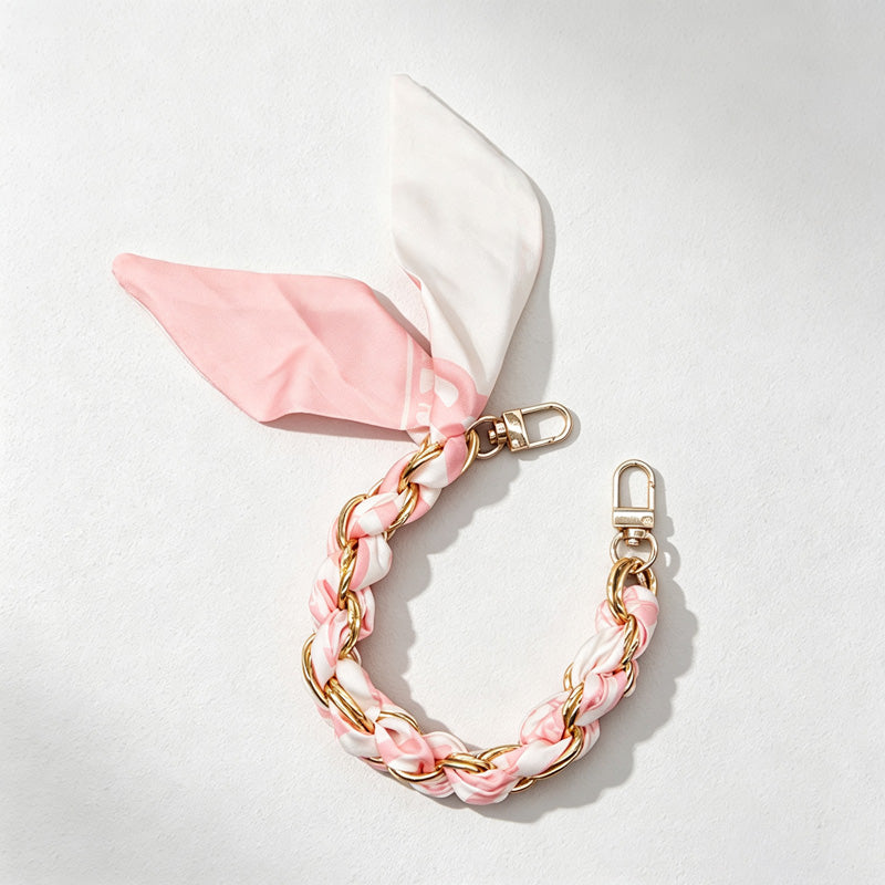 CouldNook Floral Scarf Phone Wrist Strap - Rose Braided Chain