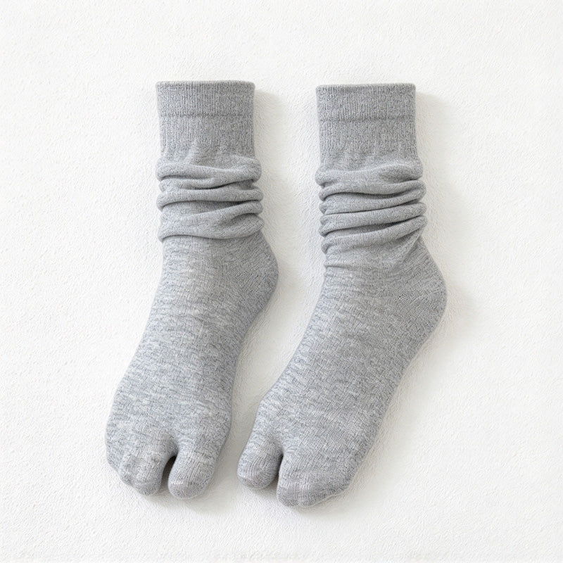 CouldNook Solid Split-Toe Socks - Plain Surface And Gatherable Upper