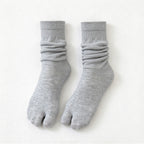 CouldNook Solid Split-Toe Socks - Plain Surface And Gatherable Upper